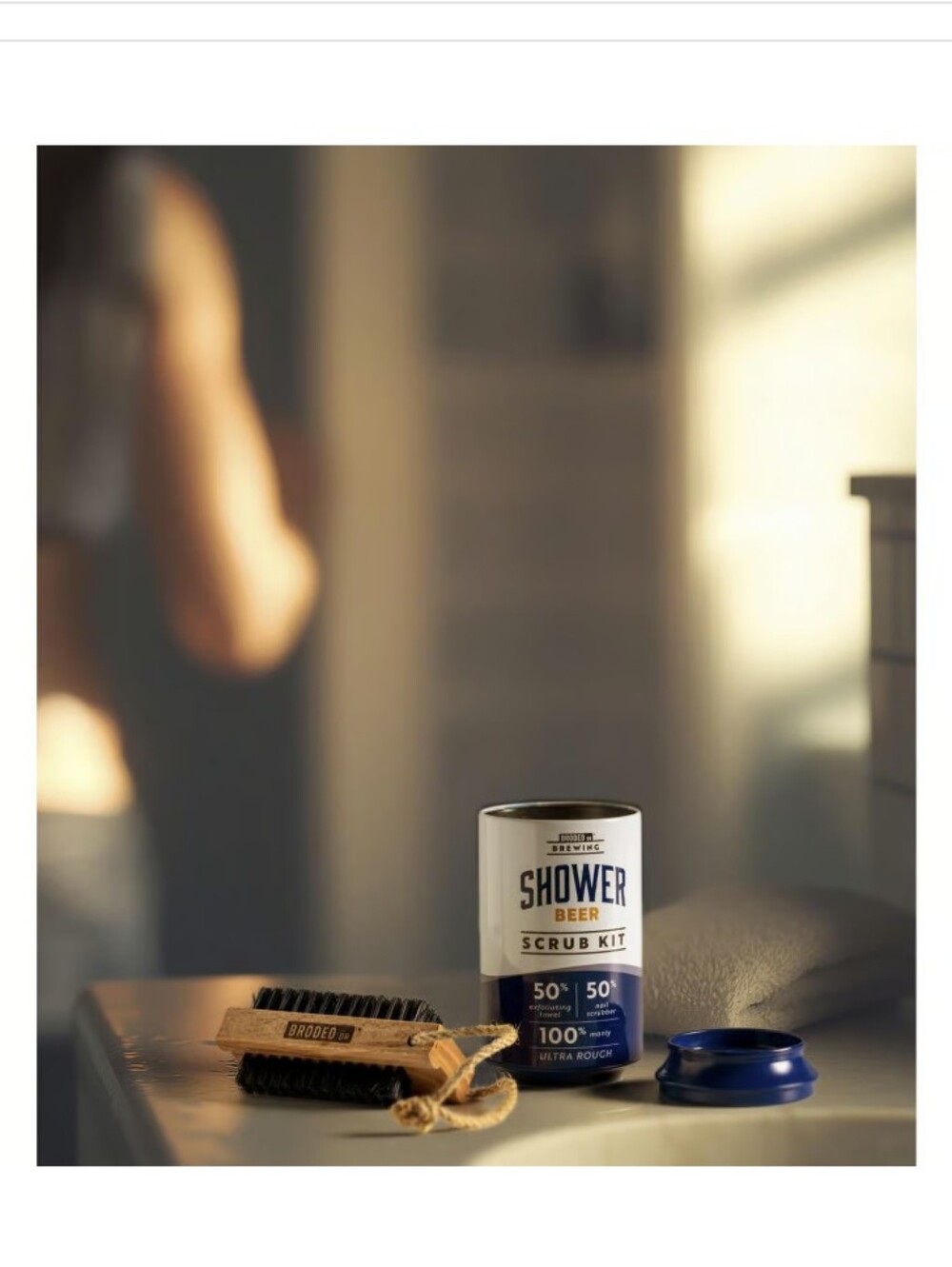Brodeo Drive Shower Beer Scrub Kit NWT Exfoliating Towel & Wood Body Nail Brush - Picture 6 of 6